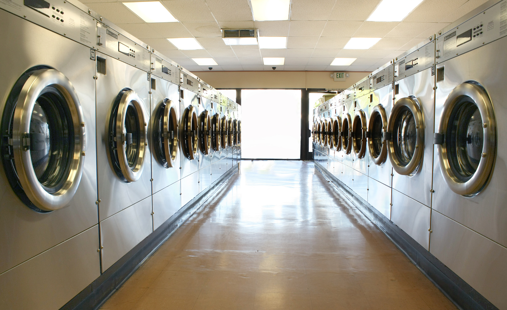 Inside the laundromat