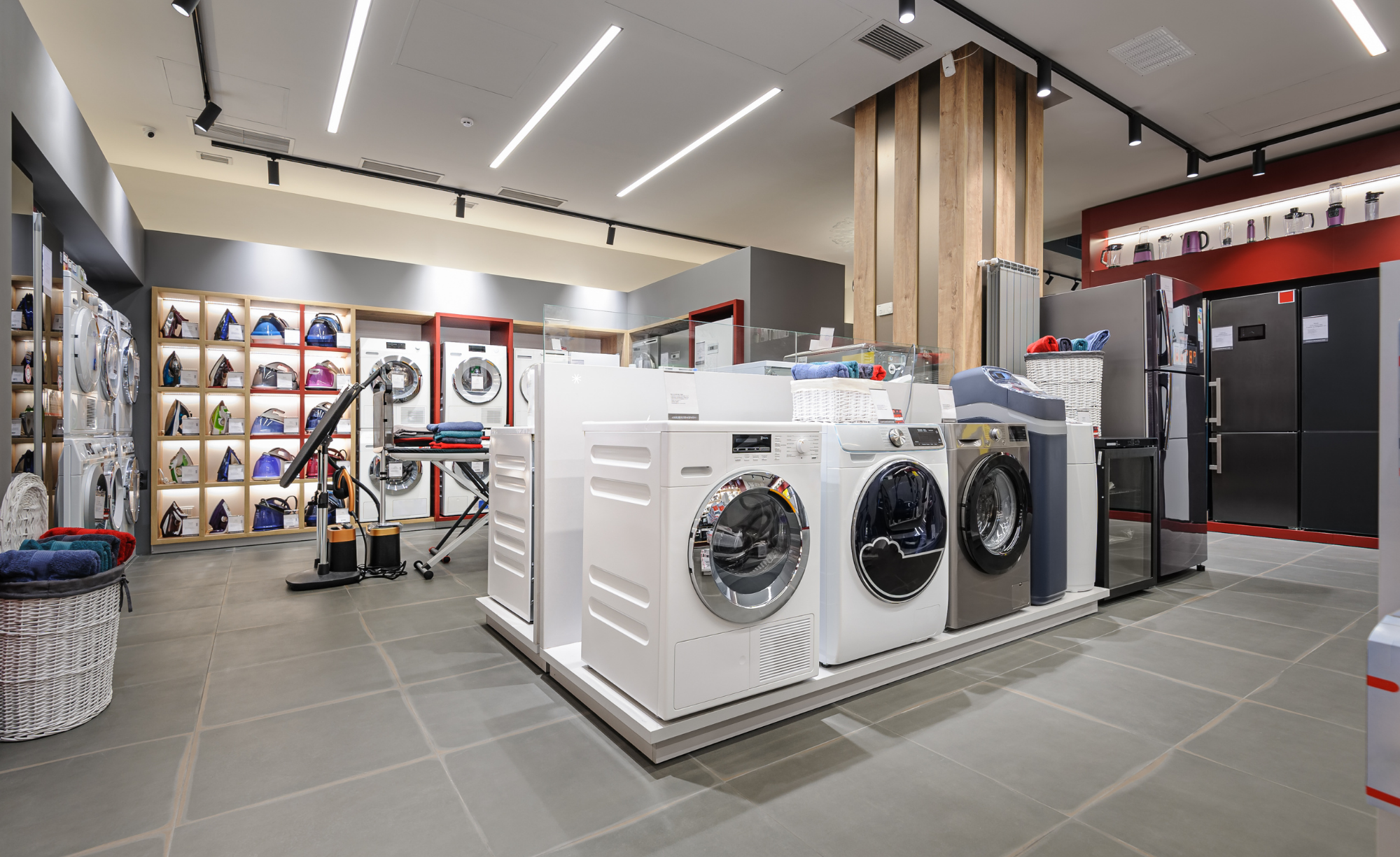Modern laundromat interior